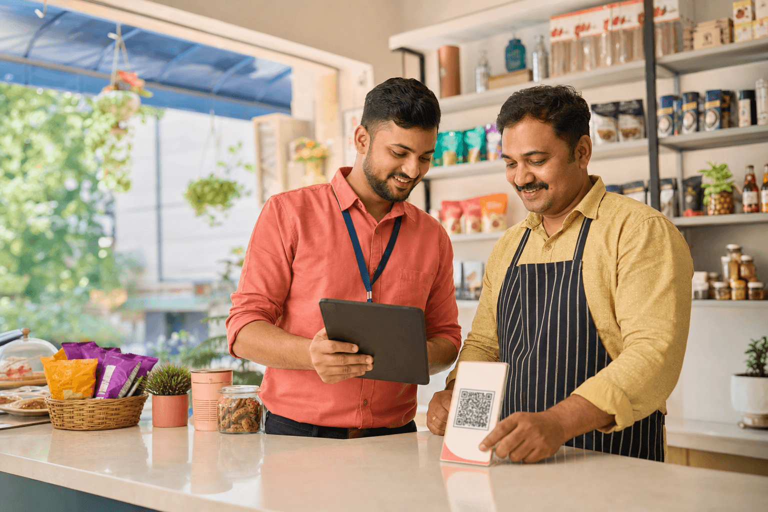 A GiveX onboarding specialist helping a local merchant